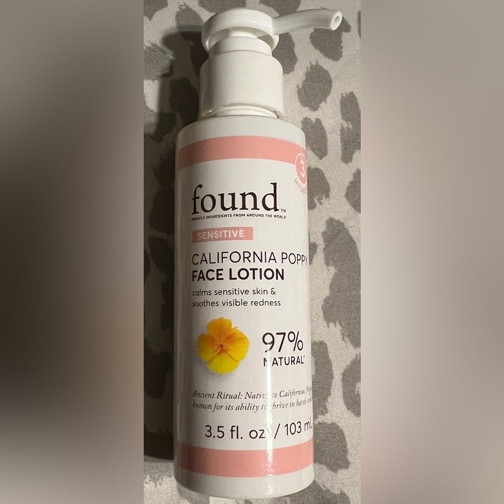 FOUND CA Poppy Face Lotion For Sensitive Skin -Soothes Redness -Fragrance Free